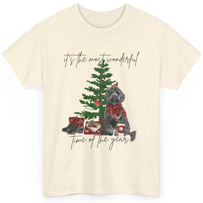 Black Golden Labradoodle Christmas Tree Most Wonderful Time Classic Unisex T-Shirt