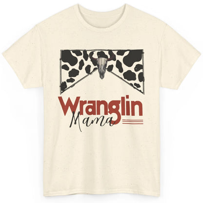 Retro Cowhide Bull Skull Wrangling Mama Western Country Girl Classic Unisex T-Shirt