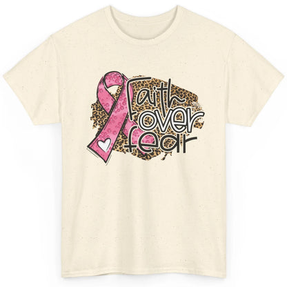 Pink Ribbon Breast Cancer Awareness Faith Over Fear Leopard Classic Unisex T-Shirt