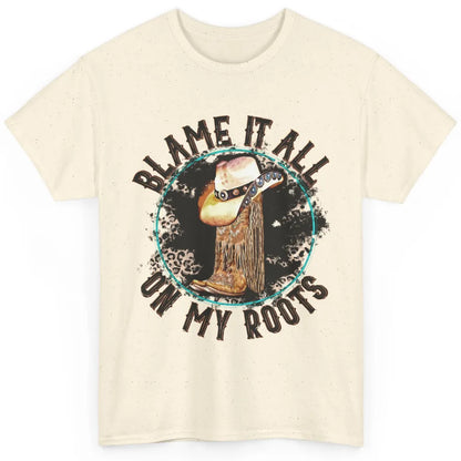 Retro Leopard Cowboy Boots Blame It On My Roots Western Girl Classic Unisex T-Shirt
