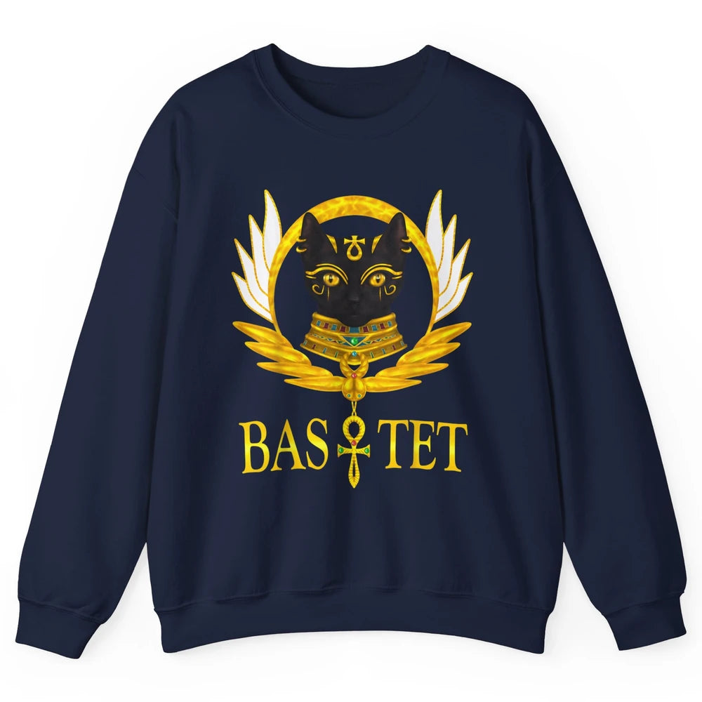 Retro Ancient Egyptian Cat Egypt Goddess Bastet Wings Horus Unisex Crewneck Sweatshirt