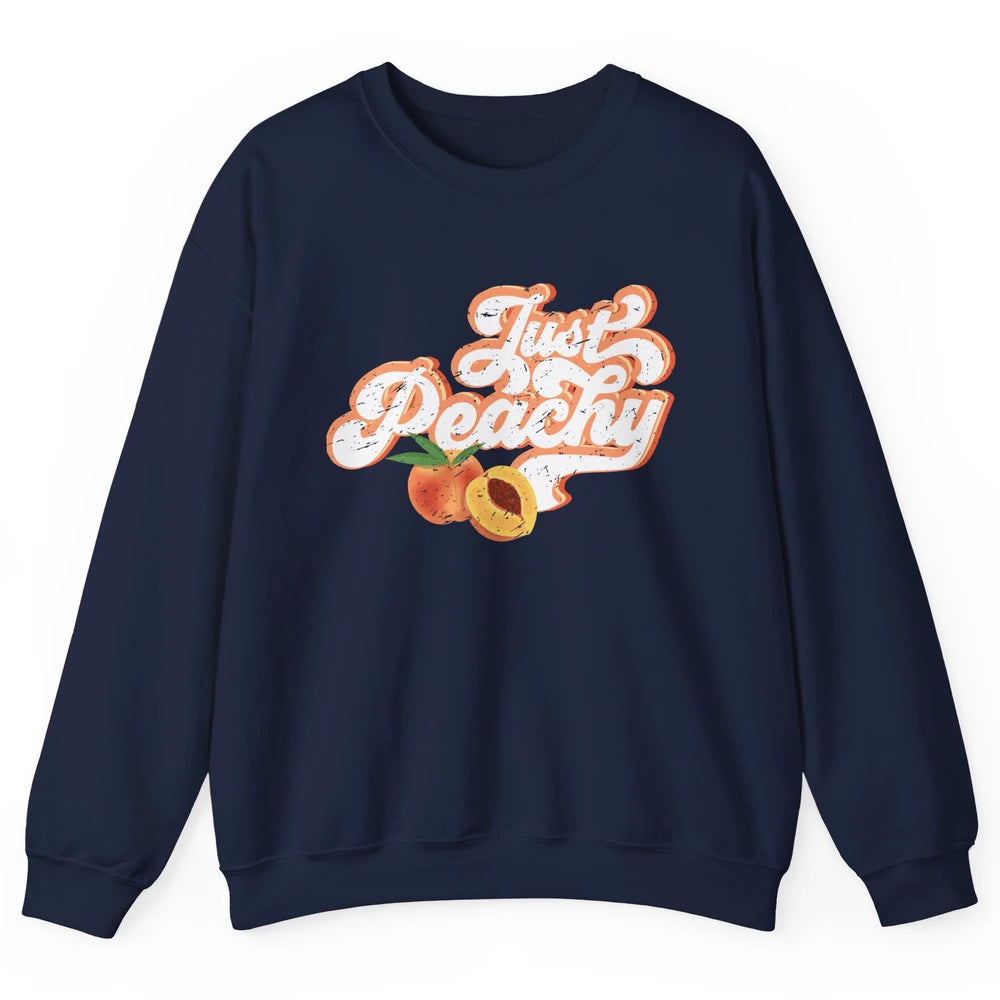 Retro Just Peachy Retro 70s Georgia Peaches Summer Fruit Unisex Crewneck Sweatshirt
