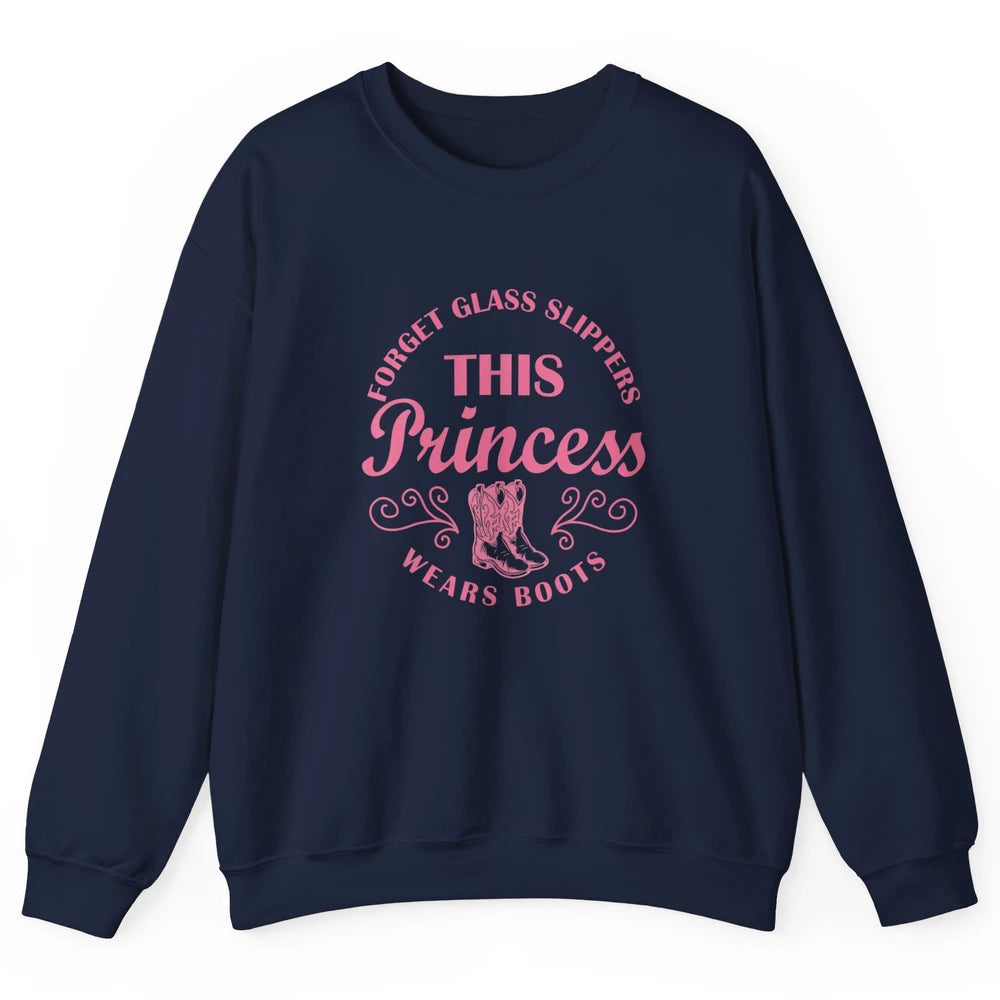 Princess Cowboy Boots Western Country Cowgirl Girls Rodeo Unisex Crewneck Sweatshirt