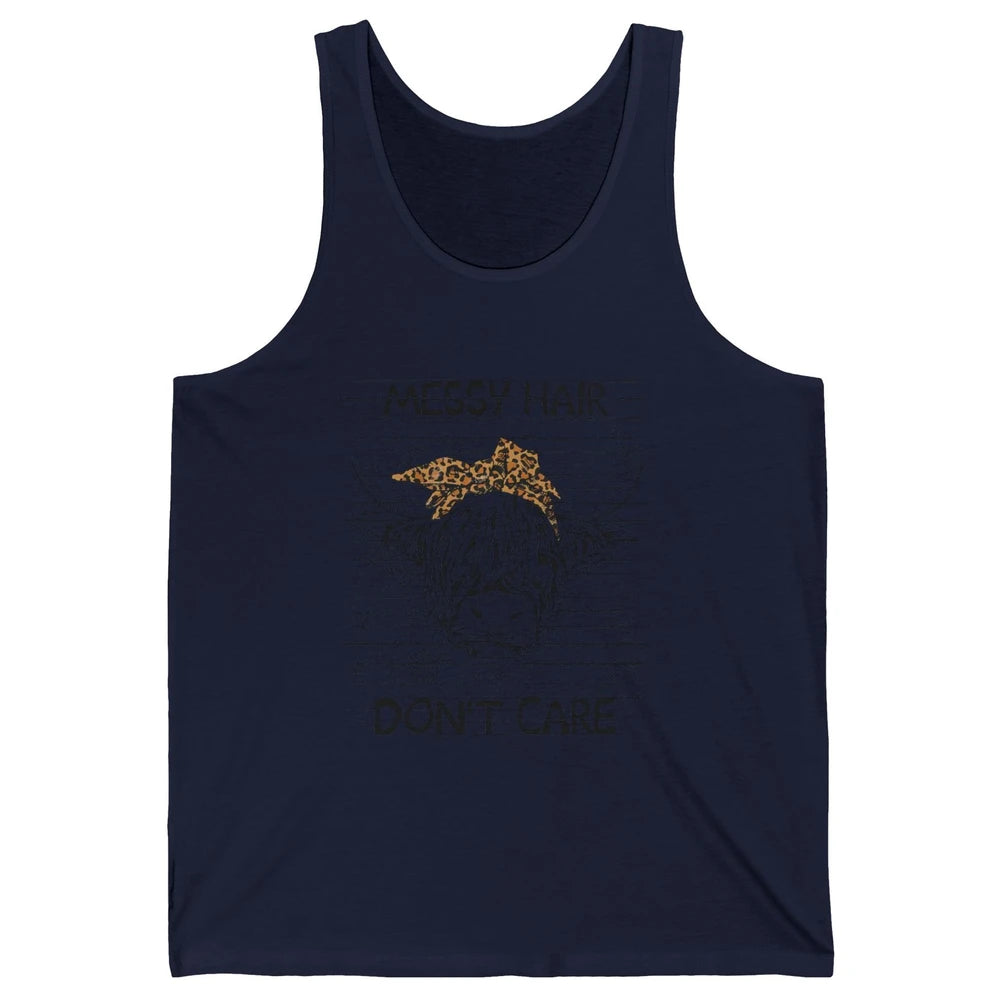 Highland Cow Leopard Bandana Messy Hair Don't Care Western Unisex Jersey Tank