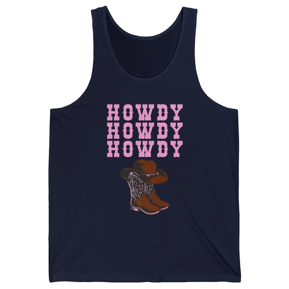 Retro Cowgirl Boots And Hat Howdy Western Country Cowboy Unisex Jersey Tank