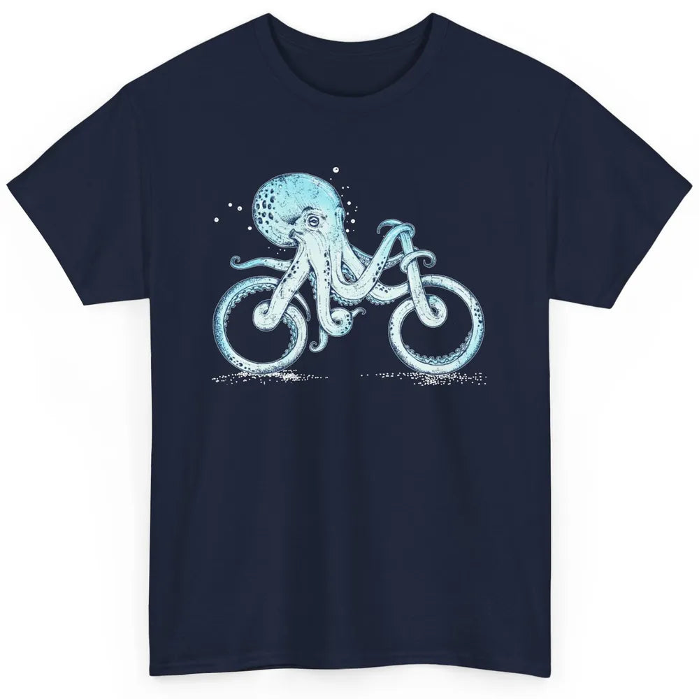 Funny Octopus Riding Bicycle Retro Marine Sea Creature Bike Classic Unisex T-Shirt