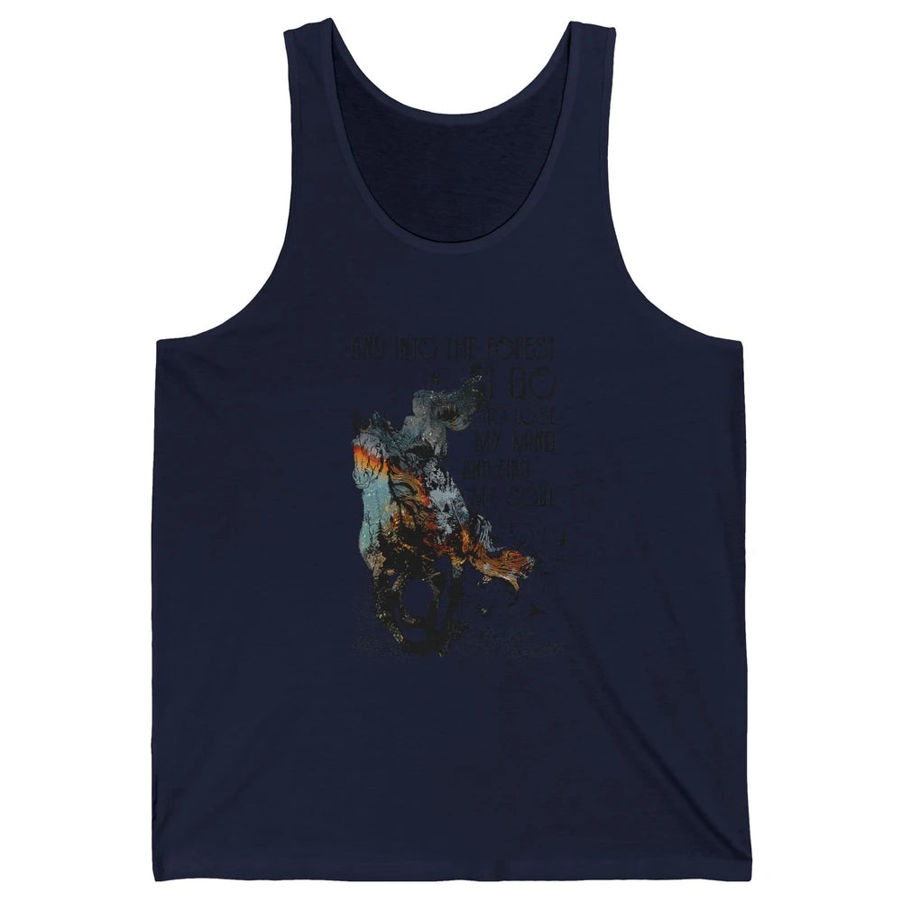Retro Cowgirl Riding Horse Into Forest I Go Western Cowboy Unisex Jersey Tank
