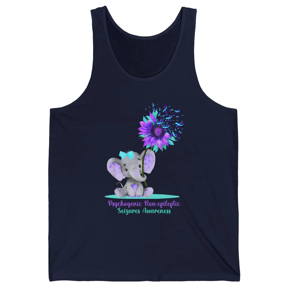 PNES Awareness Purple Teal Ribbon Sunflower Baby Elephant Unisex Jersey Tank