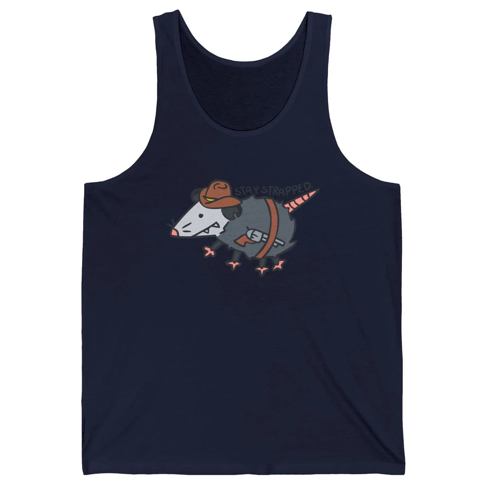Retro Cowboy Opossum Stay Trapped Western Country Opossum Unisex Jersey Tank