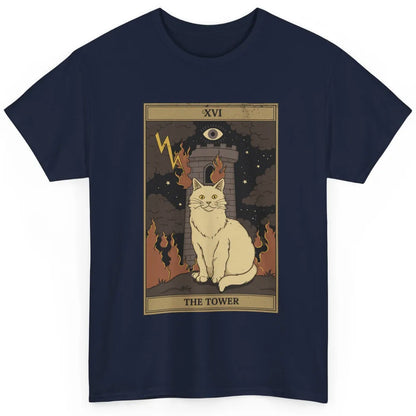 Retro Halloween Cat Witch The Tower Tarot Card Witchcraft Classic Unisex T-Shirt