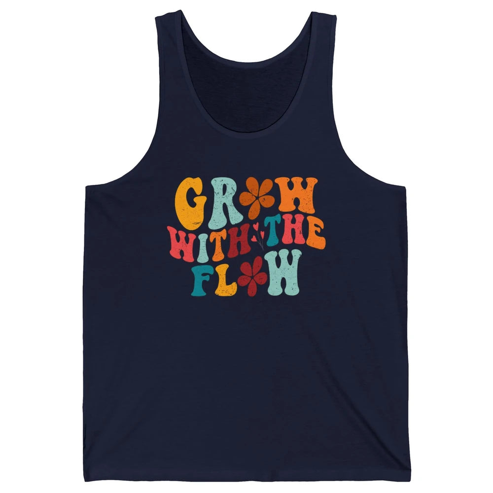 Retro Flower Grow With The Flow Summer Vintage Positive Life Unisex Jersey Tank
