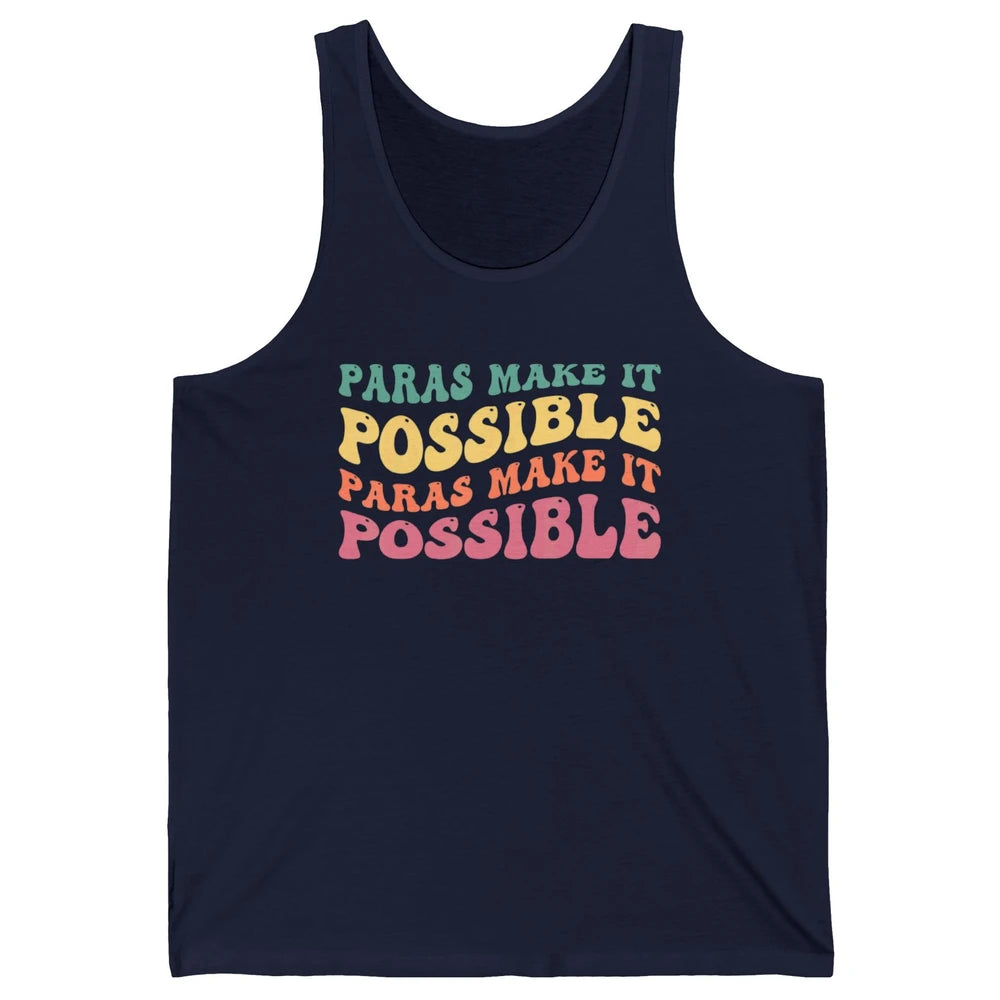 Paras Make It Possible Groovy Boho Paraprofessional Teacher Unisex Jersey Tank