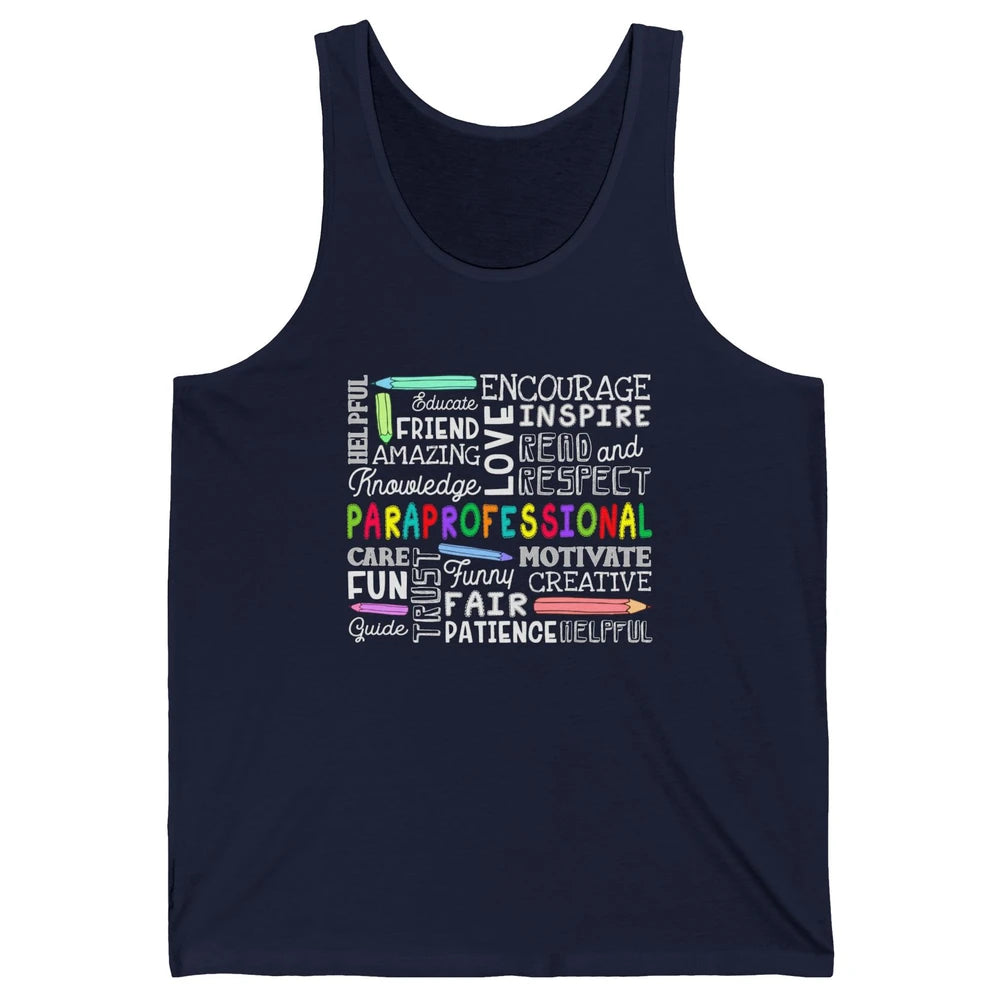 Paraprofessional Word Typography Encourage Inspire Para Life Unisex Jersey Tank