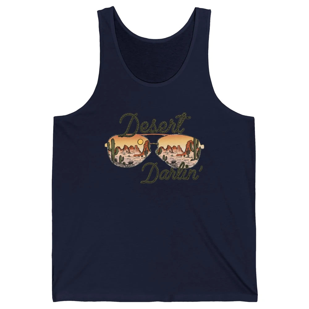 Retro Desert Darling Cactus Glasses Western Country Cowboy Unisex Jersey Tank