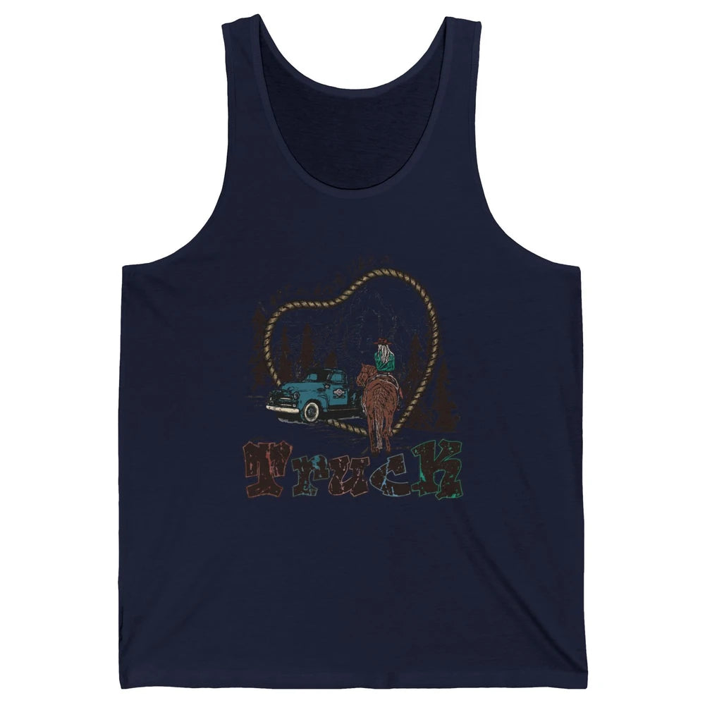 Retro Cowgirl Riding Got A Heart Like Truck Western Country Unisex Jersey Tank