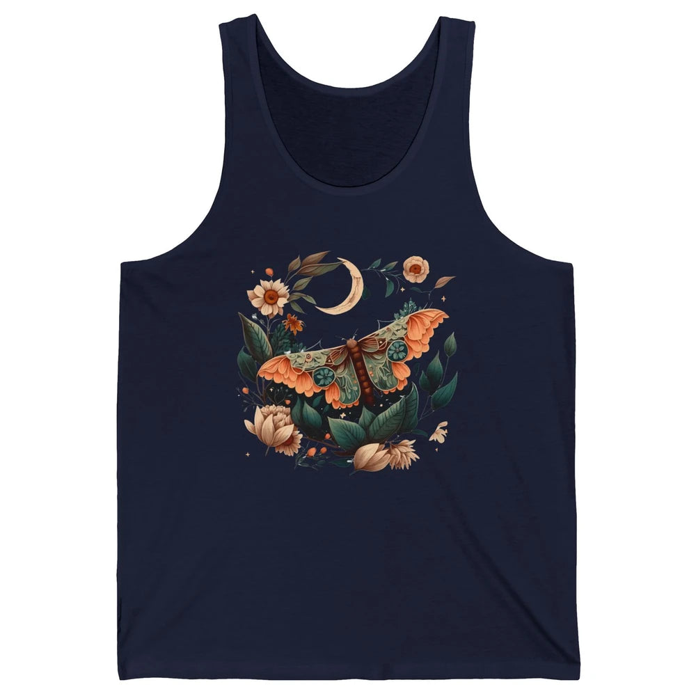 Retro Floral Moth Moon Butterfly Boho Moth Lovers Gift Unisex Jersey Tank