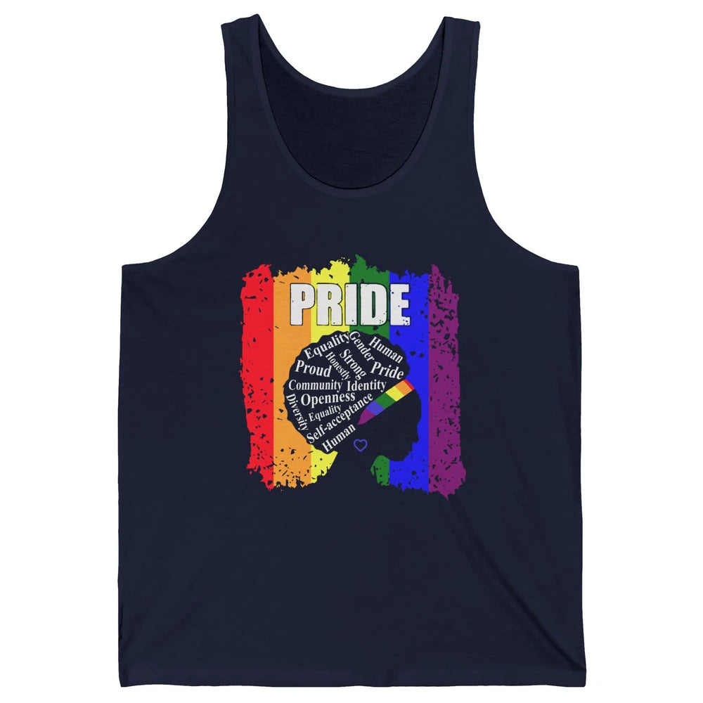 Proud Afro Girl Gay Pride Month Equality Unisex Jersey Tank