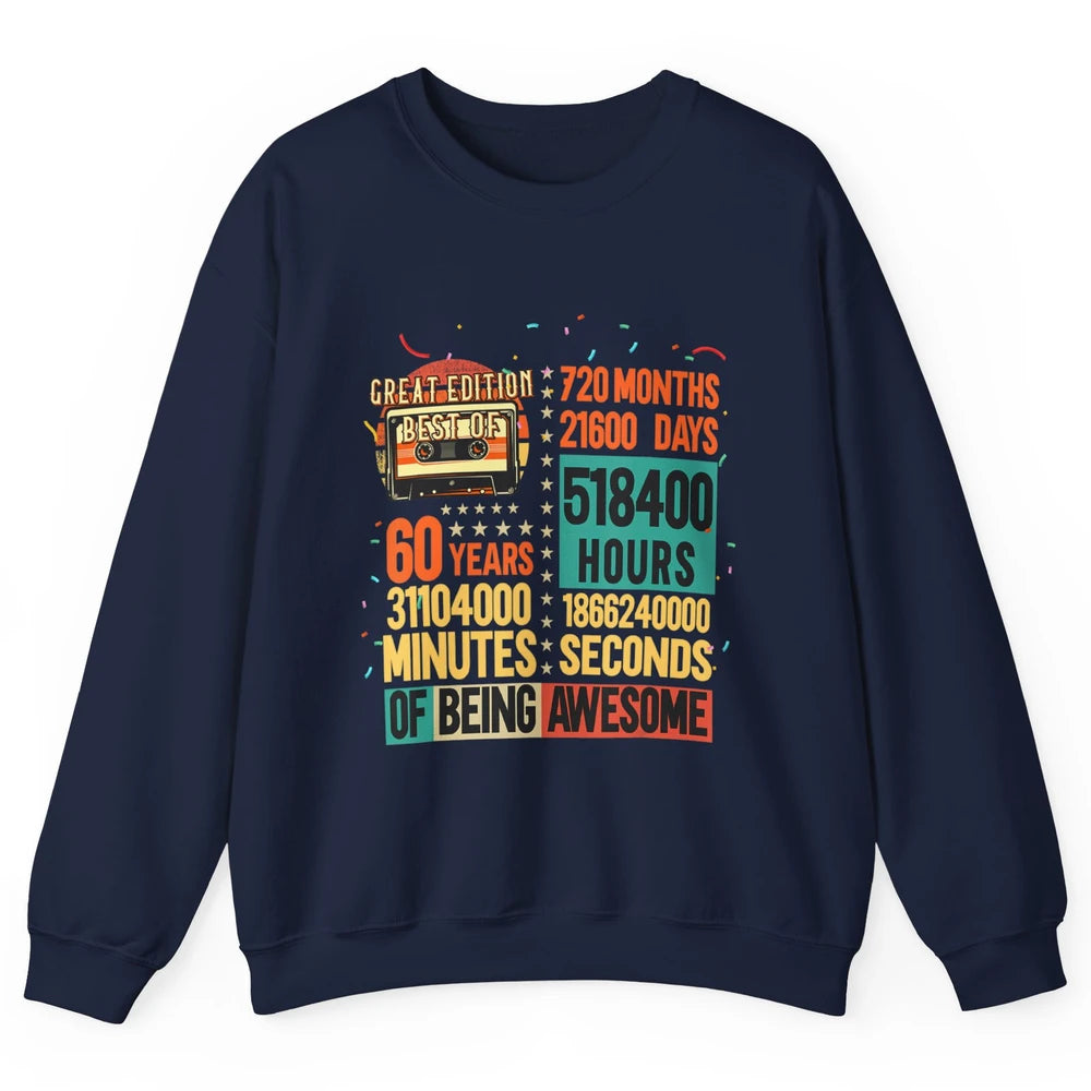 Retro 60s Lifetime Cassette Music Count Down 60th Birthday Unisex Crewneck Sweatshirt