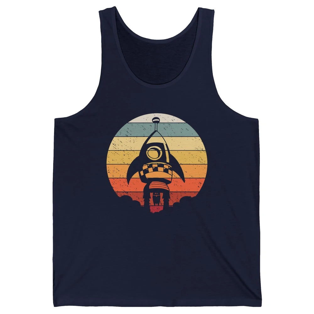 Retro Astronaut Spaceship Spacecraft Spaceman Rocket Launch Unisex Jersey Tank