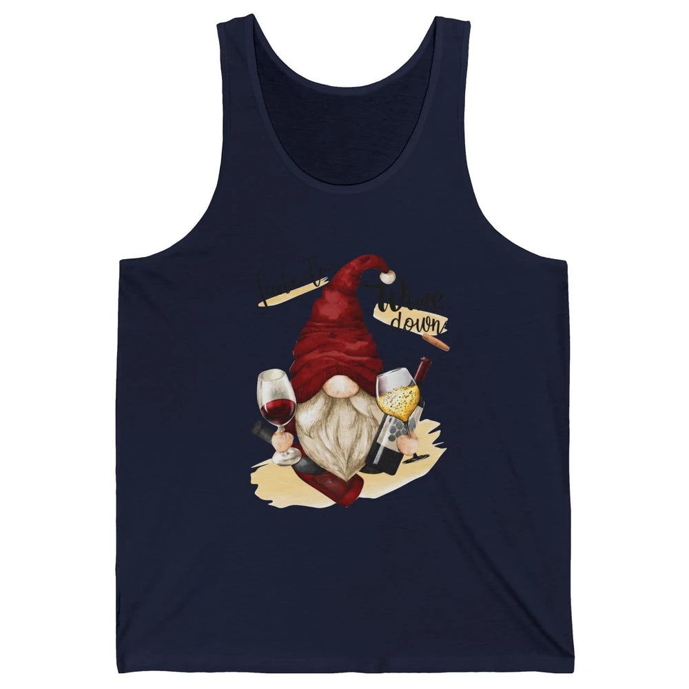 Christmas Gnome Wine It's Time to Wine Down Winter Holiday Unisex Jersey Tank