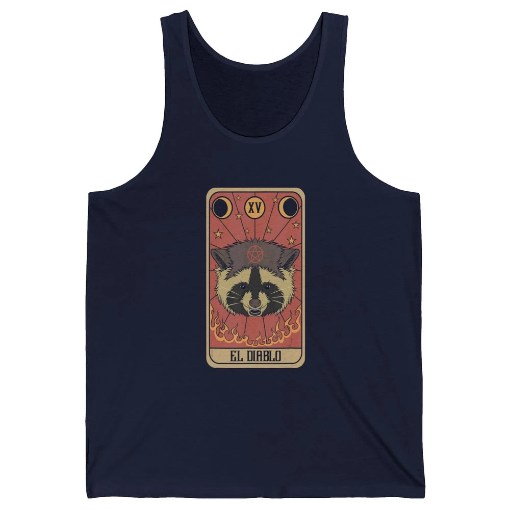 Raccoon Tarot Card Satanic Trash Panda Crescent Halloween Unisex Jersey Tank