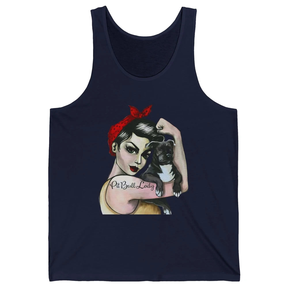 Pit Bull Lady Pit Bull Mom Dog Mom Bandana Dog Lovers Gift Unisex Jersey Tank