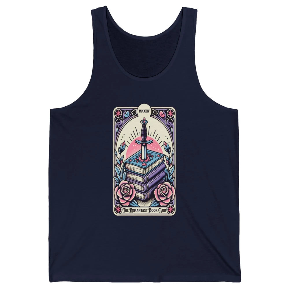 Romantasy Book Club Pastel Tarot Card Sword Floral Reading Books Bookish Bookworm Unisex Jersey Tank