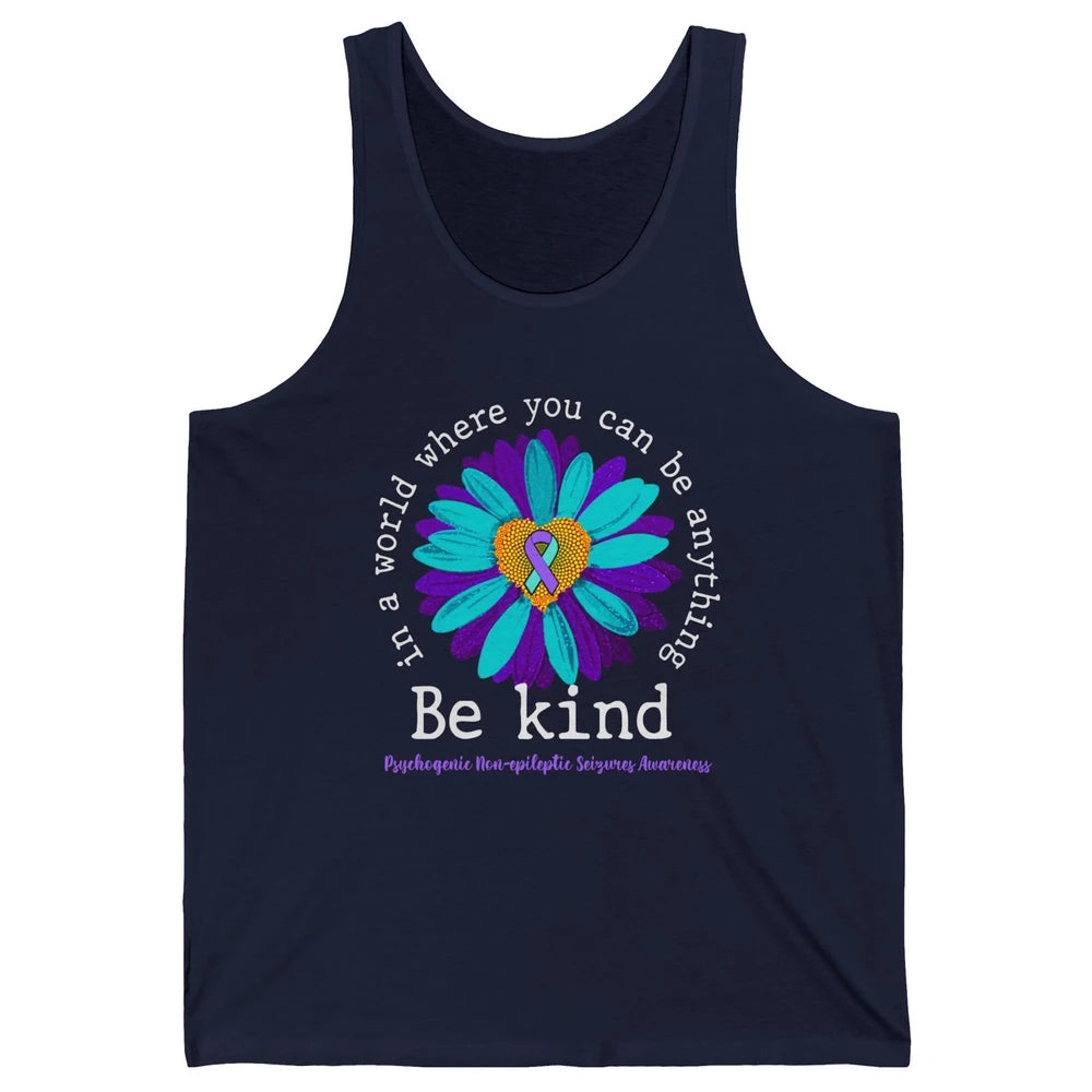 PNES Awareness Purple Teal Ribbon Sunflower Be Kind Unisex Jersey Tank