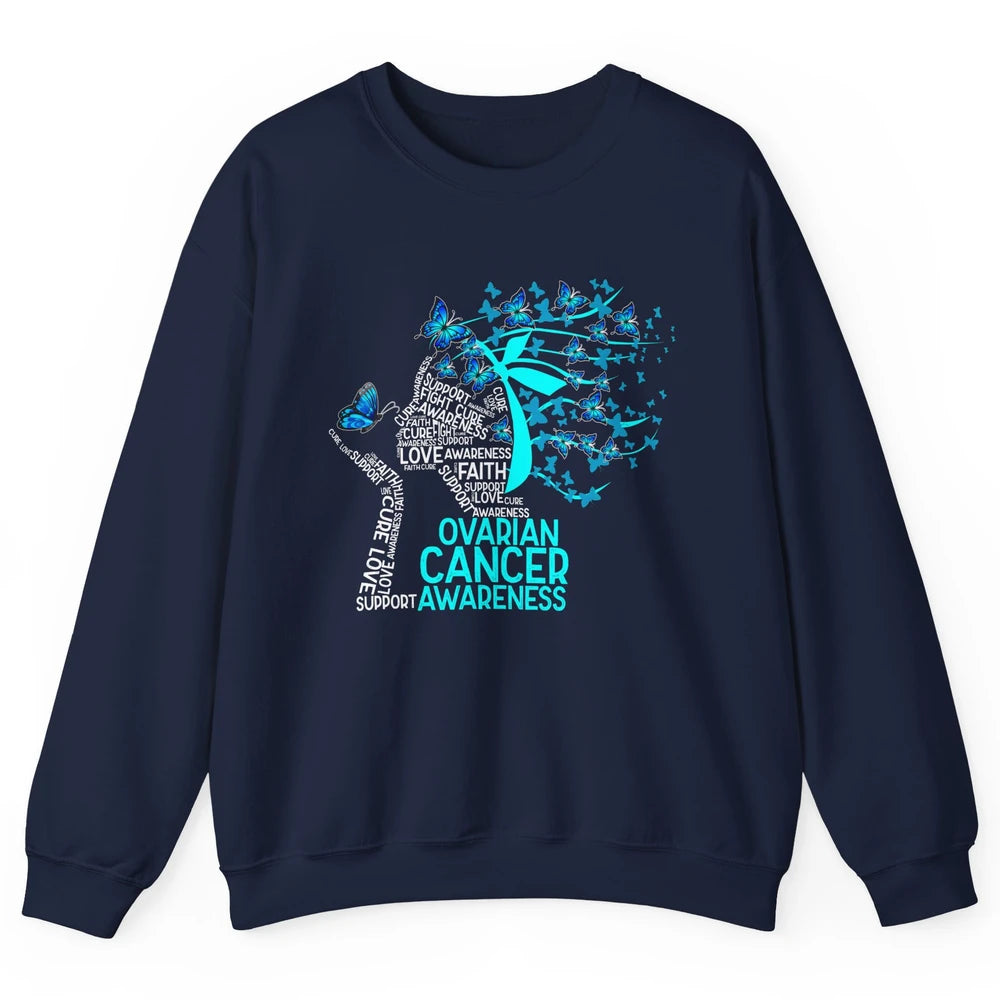 Ovarian Cancer Awareness Hope Love Cure Teal Ribbon Unisex Crewneck Sweatshirt