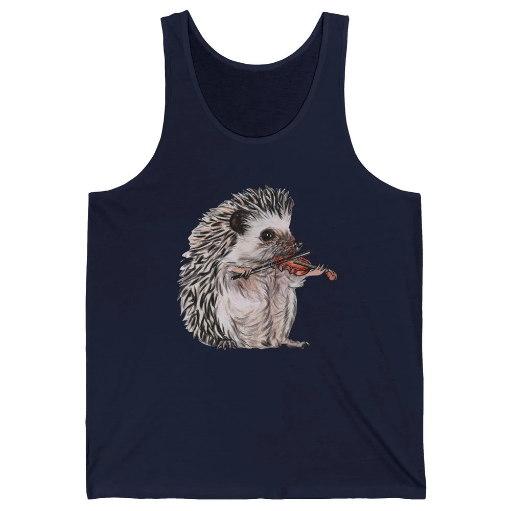 Retro Hedgehog Playing Viloin Musician Violinist Hedgehog Unisex Jersey Tank