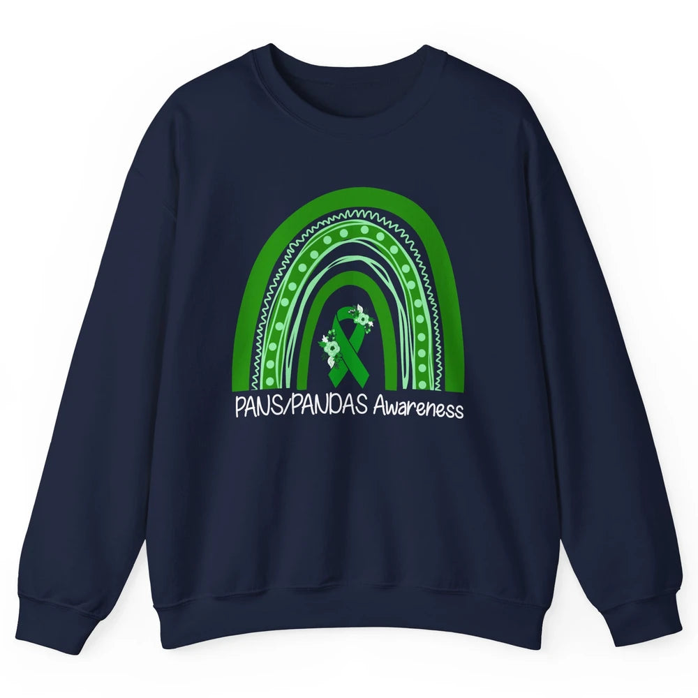 PANS/PANDAS Awareness Floral Green Ribbon Rainbow Pans Unisex Crewneck Sweatshirt