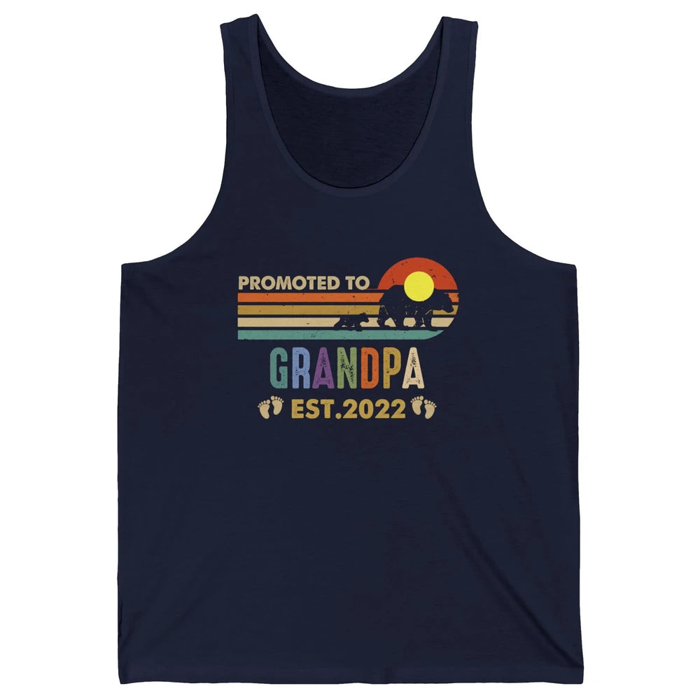 Retro Bear Sunset Promoted To Grandpa Est 2022 Grandpa Gift Unisex Jersey Tank