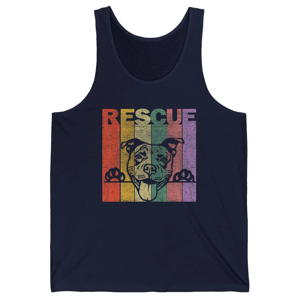 Rescue Dog Pitbull Puppy Adopt Vintage Funny Pet Rescuer Mom Unisex Jersey Tank