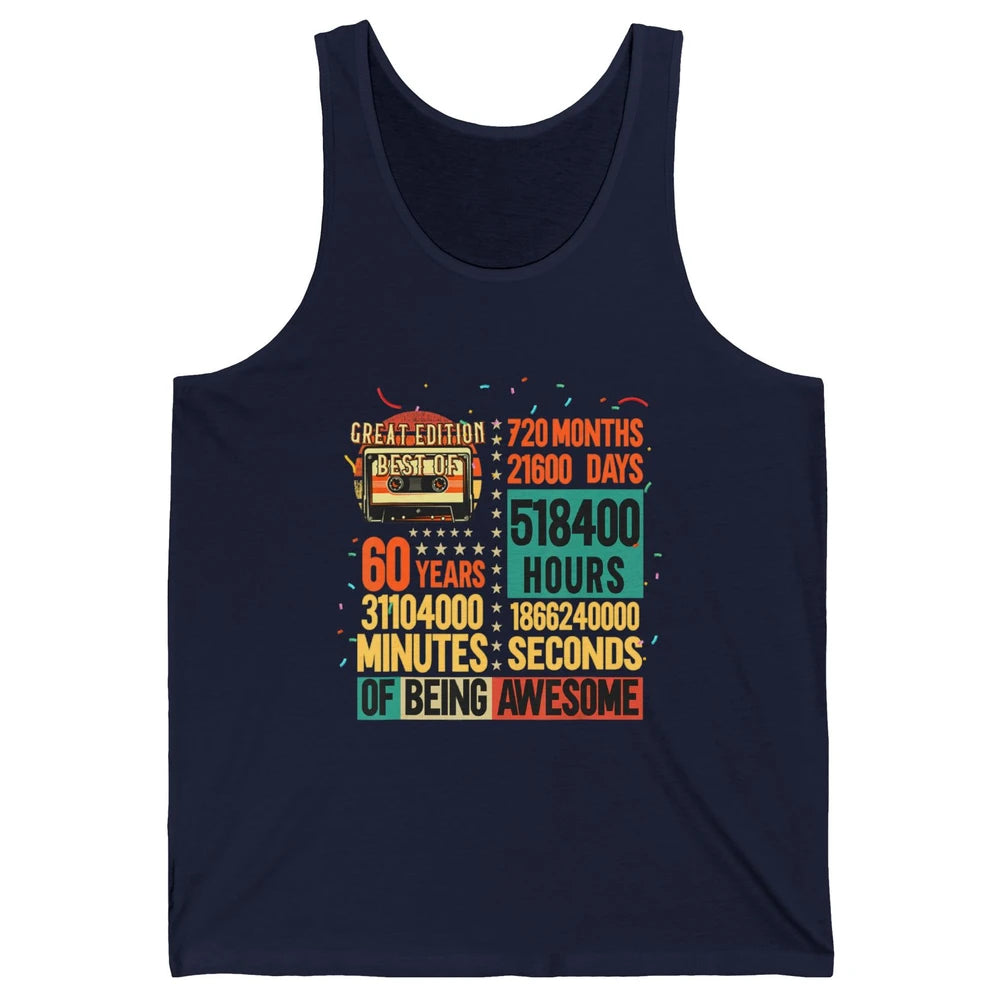Retro 60s Lifetime Cassette Music Count Down 60th Birthday Unisex Jersey Tank