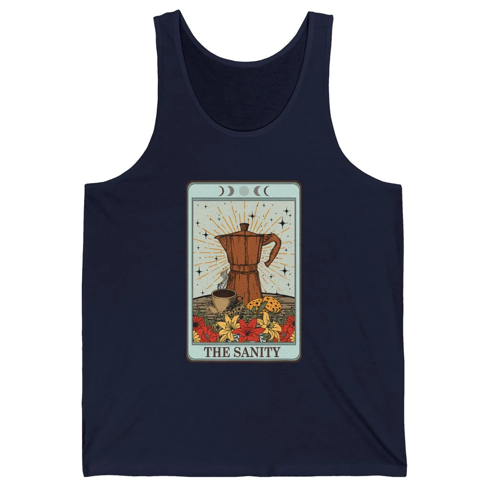 Retro Coffee Tarot Card The Sanity Floral Baker Moon Phases Unisex Jersey Tank