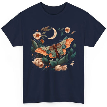 Retro Floral Moth Moon Butterfly Boho Moth Lovers Gift Classic Unisex T-Shirt