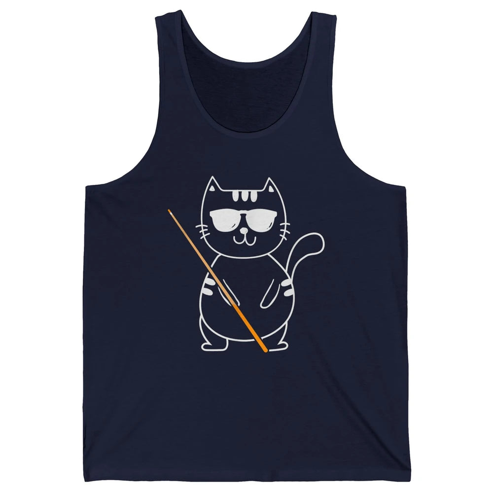 Pool Player Cool Cat Sunglasses Eight Balls Pool Snooker Pun Unisex Jersey Tank