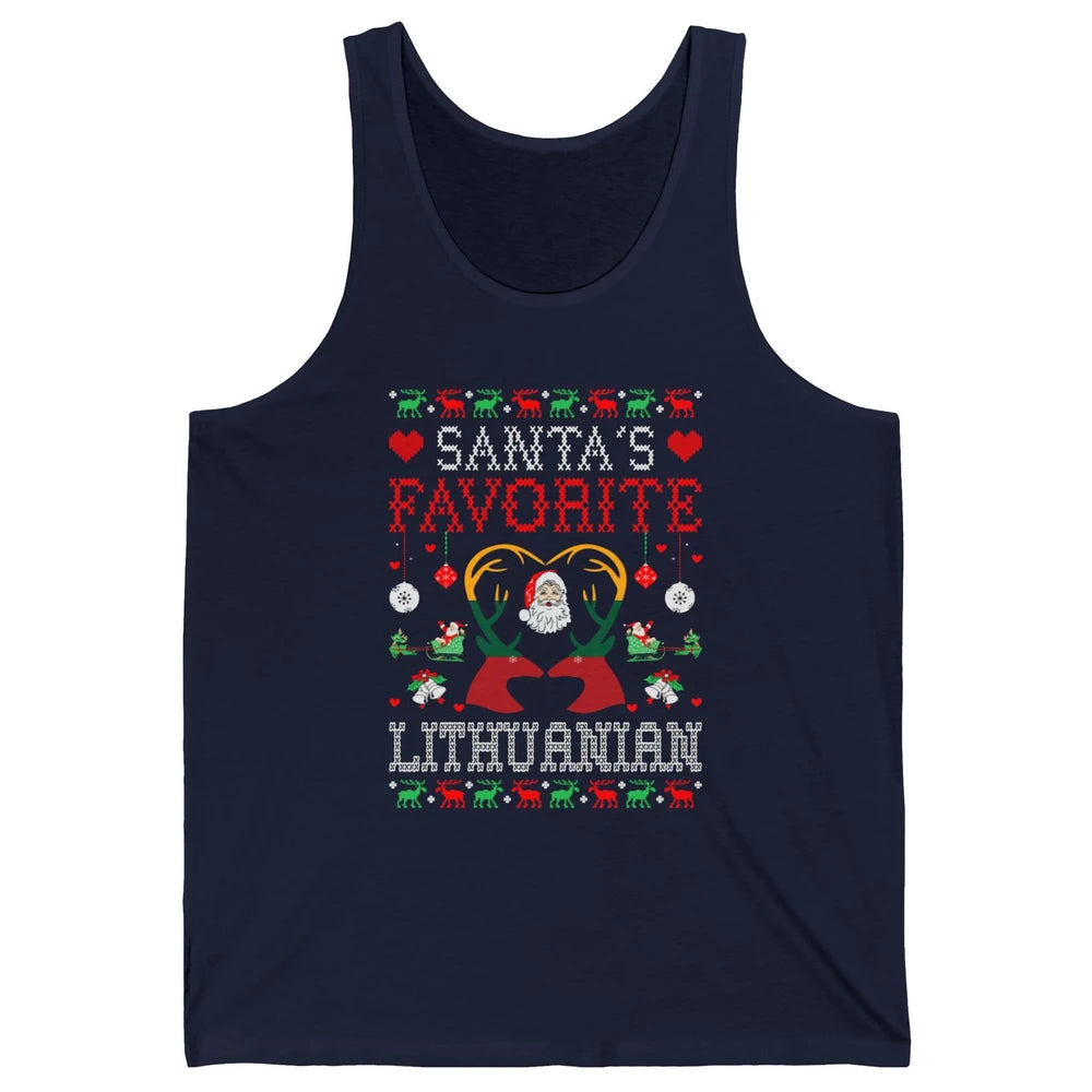Merry Christmas Santa Favorite Lithuanian Xmas Ugly Santa Unisex Jersey Tank