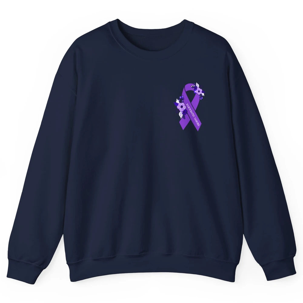Pancreatic Cancer Awareness Floral Purple Ribbon Rainbow Unisex Crewneck Sweatshirt