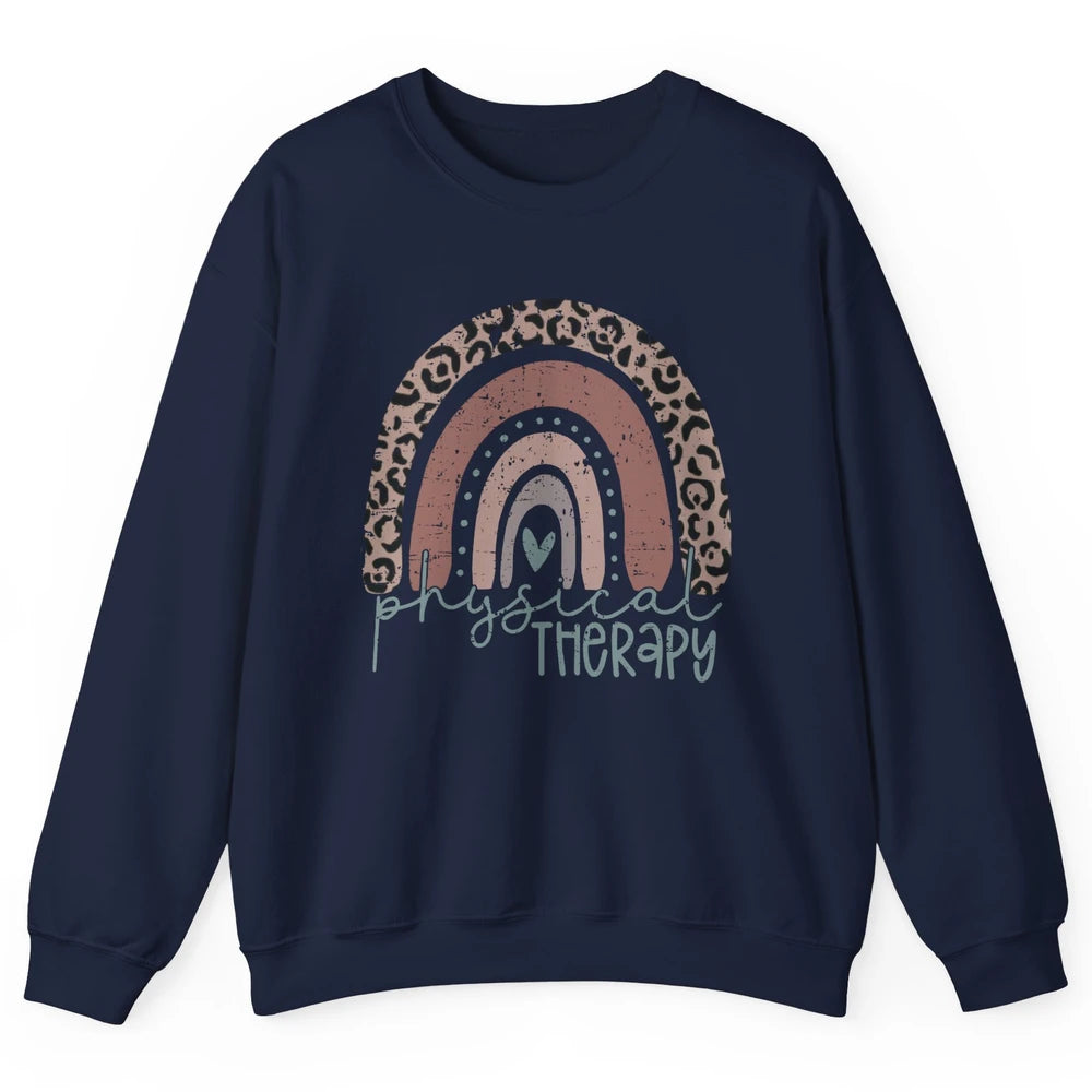 Retro Physical Therapy Rainbow Physical Therapist PT Leopard Unisex Crewneck Sweatshirt