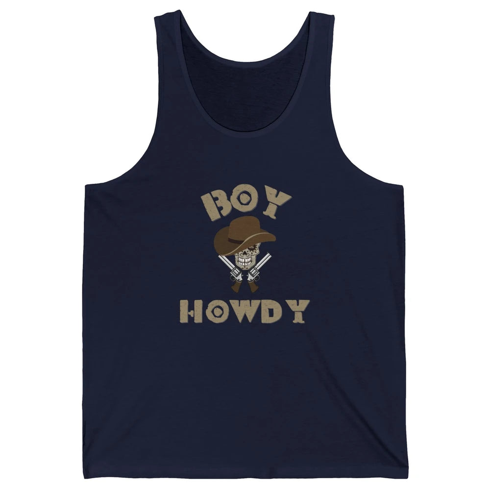 Retro Boy Howdy Rodeo Cowboy Skull Vintage Western Country Unisex Jersey Tank