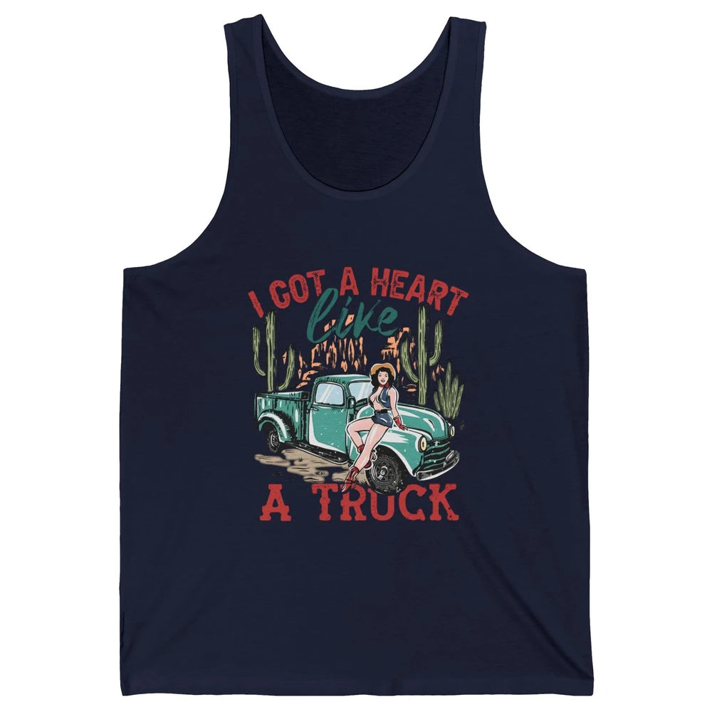 Retro Desert Cowgirl Got A Heart Like Truck Western Country Unisex Jersey Tank