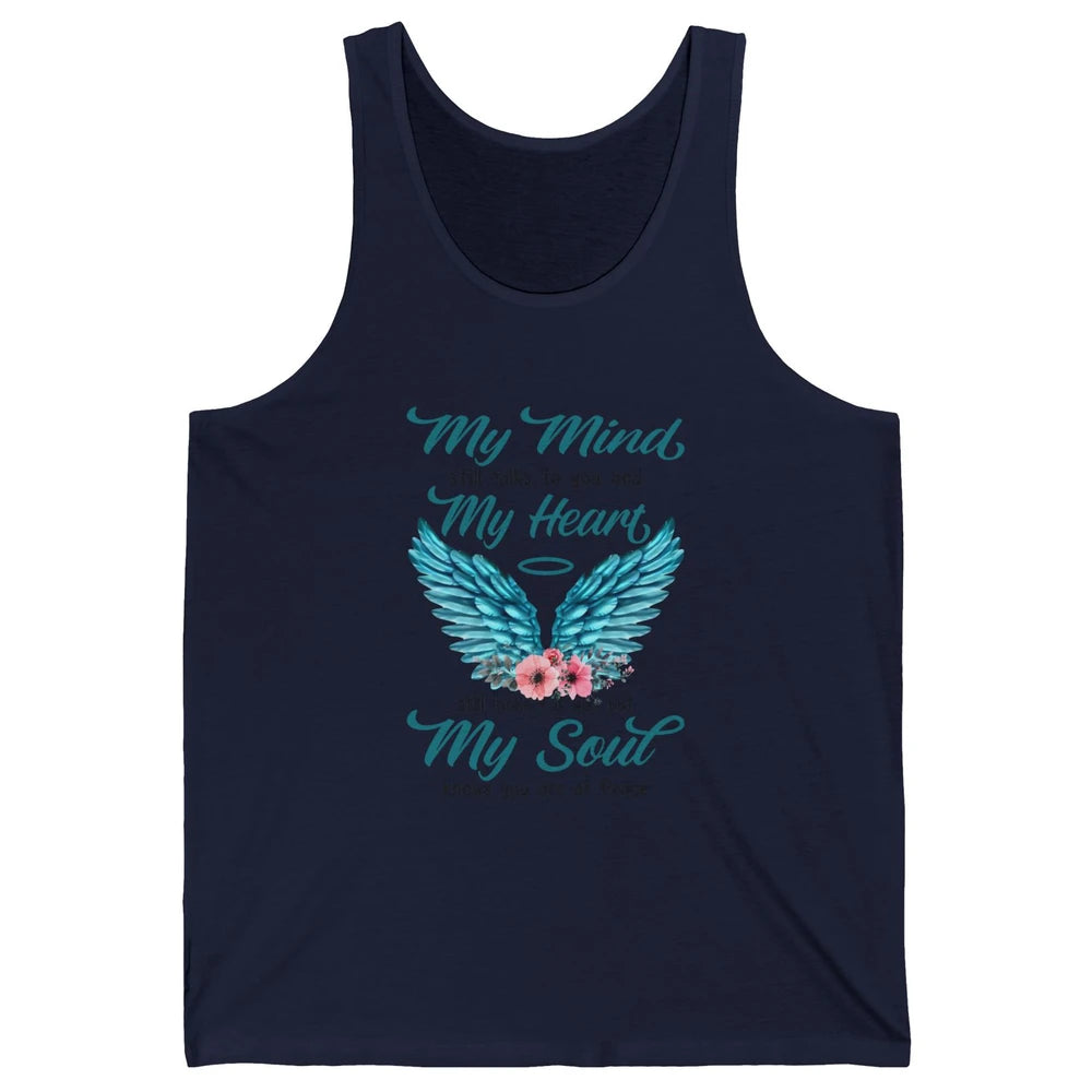Mom Dad In Heaven My Minds Still Talks To You Memorial Gift Unisex Jersey Tank
