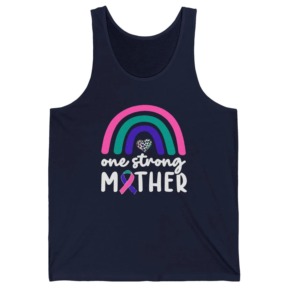 One Strong Mother Teal Rainbow Warrior Thyroid Cancer Month Unisex Jersey Tank