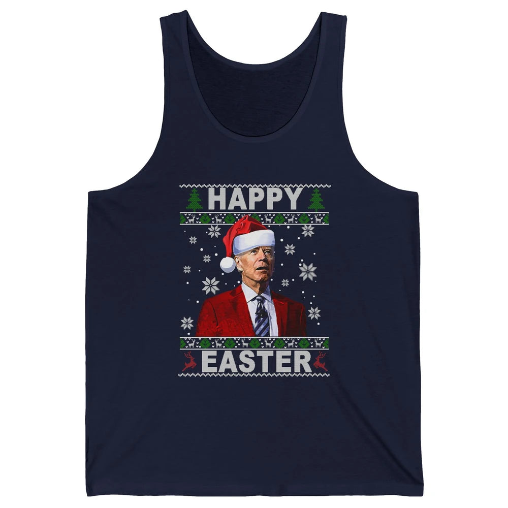 Funny Biden Santa Hat Happy Easter Anti Biden Christmas Unisex Jersey Tank