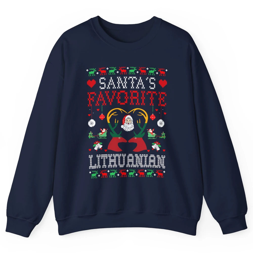 Merry Christmas Santa Favorite Lithuanian Xmas Ugly Santa Unisex Crewneck Sweatshirt
