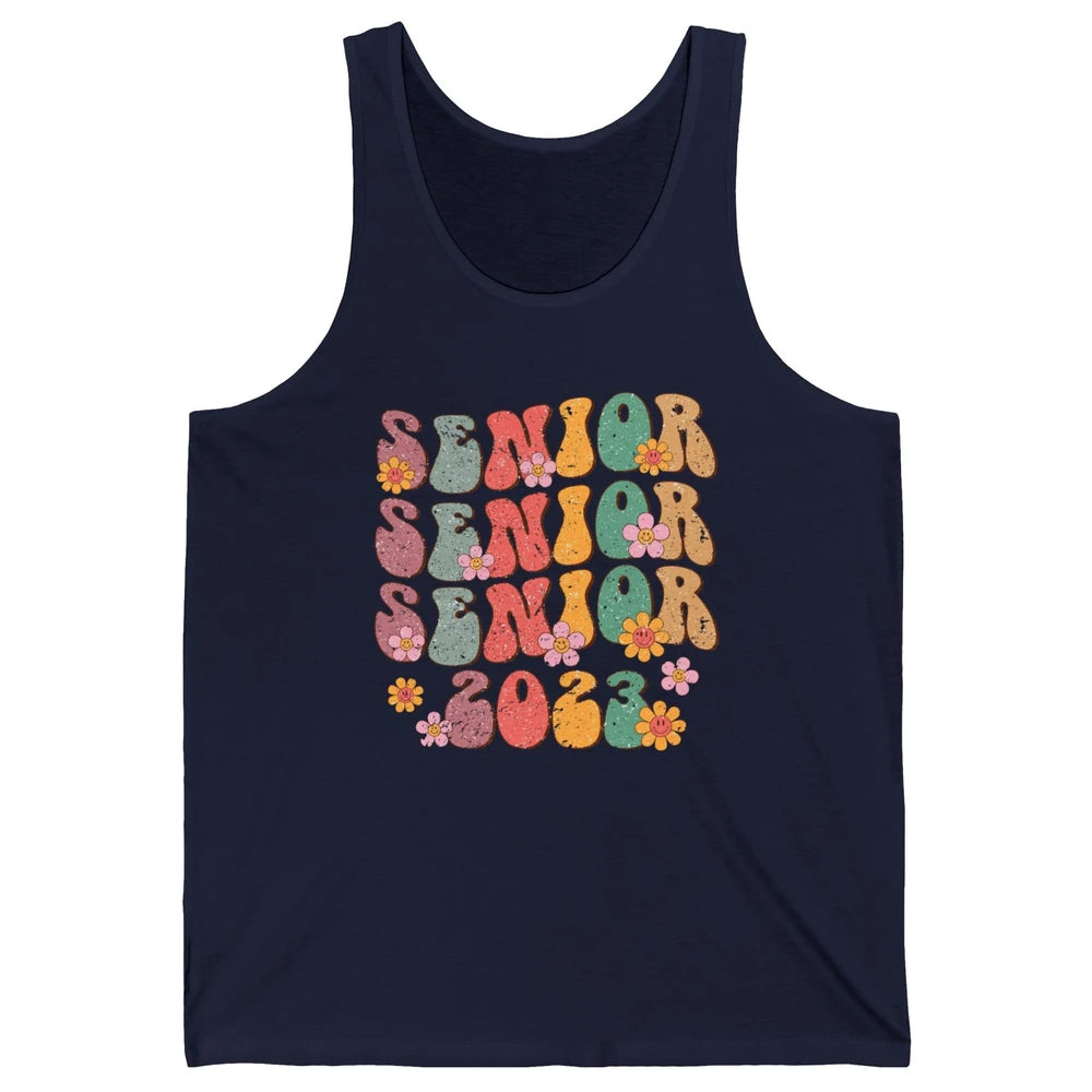 Retro Groovy Daisy Senior 2023 Graduation Gift Class Of 2023 Unisex Jersey Tank
