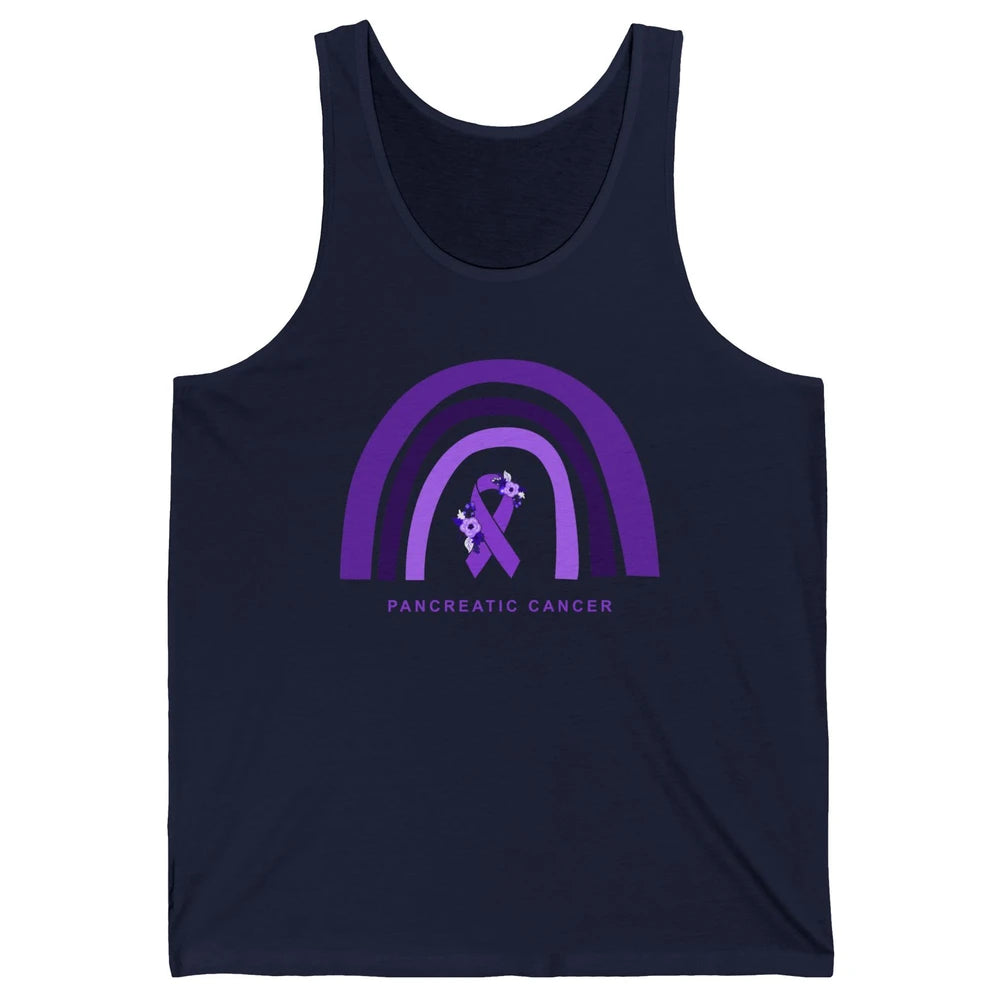 Pancreatic Cancer Awareness Floral Purple Ribbon Rainbow Unisex Jersey Tank