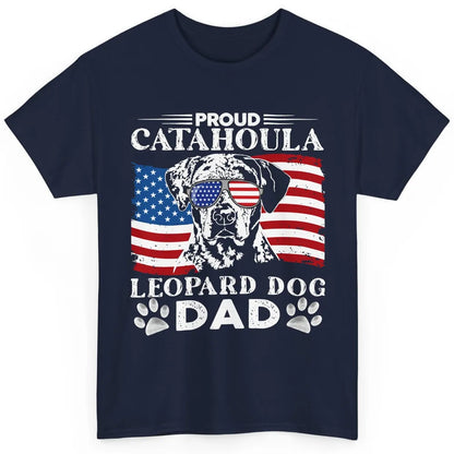 Proud Catahoula Leopard Dog Dad US Flag Patriotic 4th July Classic Unisex T-Shirt