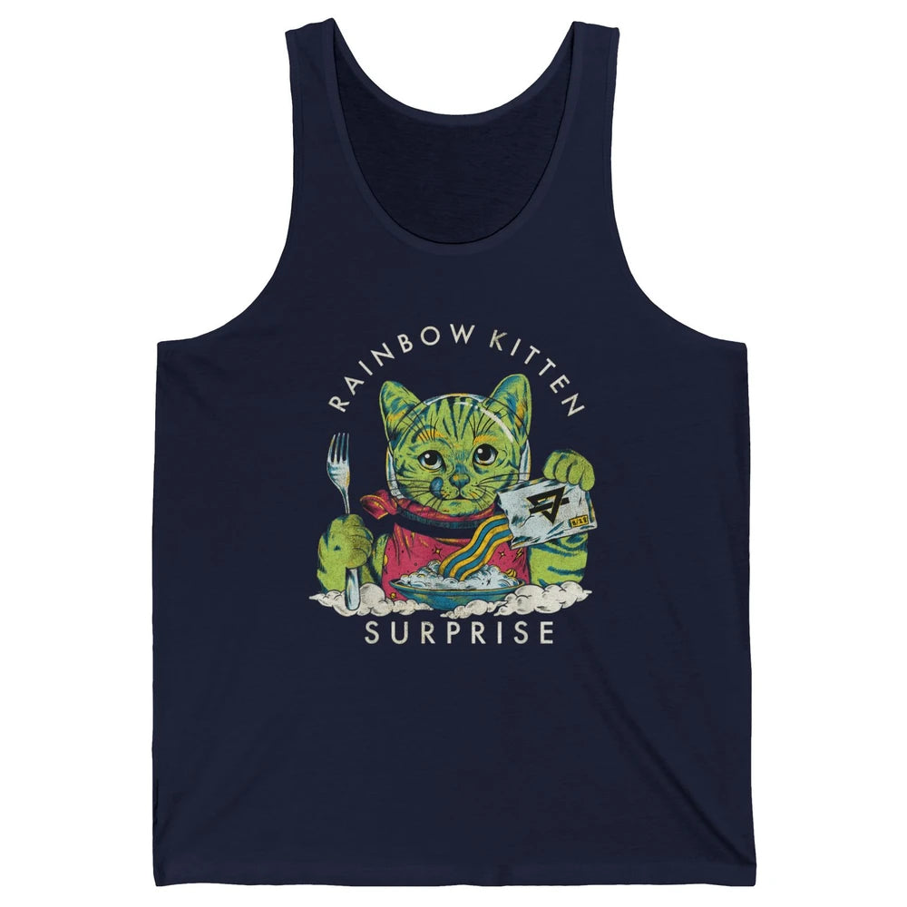Retro Rainbow Kitten Surprise Gothic Halloween Funny Cat Pet Unisex Jersey Tank